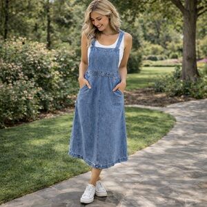 Neuflora Eastport Dress Small Blue Jean Denim Midi RARE